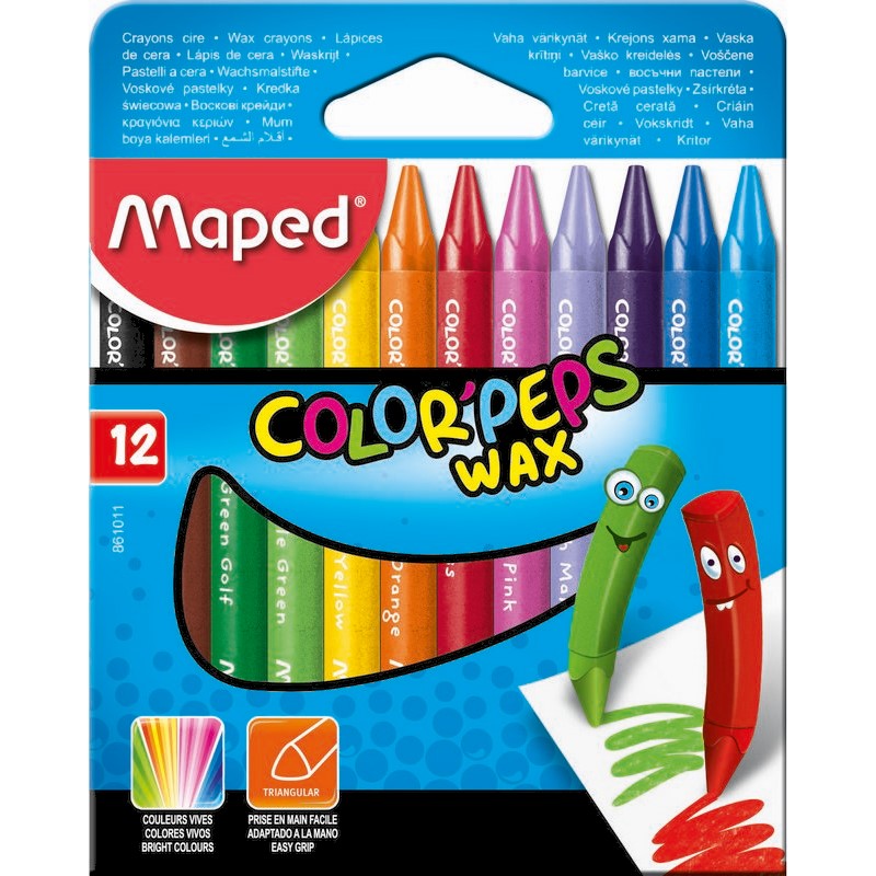צבעי שעווה לילדים MAPED - מארז 12 יחידות