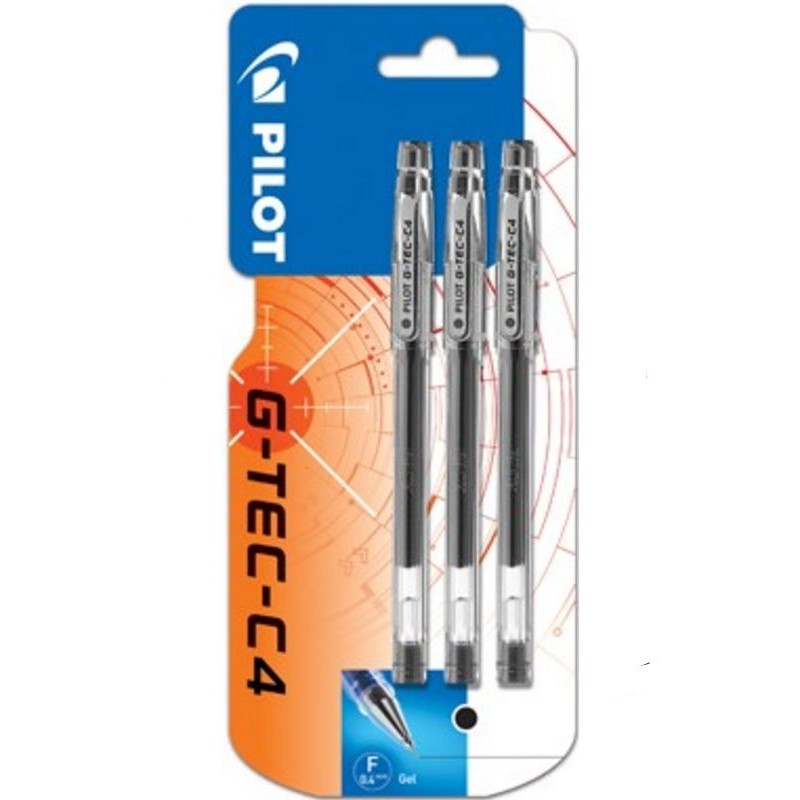 עט רולר PILOT G-TEC  0.4  - מארז 3 עטים 2 בצבע שחור 1 כחול