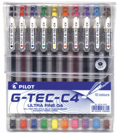 עט רולר PILOT G-TEC  0.4  - מארז 10 צבעי