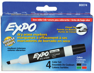 טוש ללוח מחיק - 4 צבעים מארז EXPO