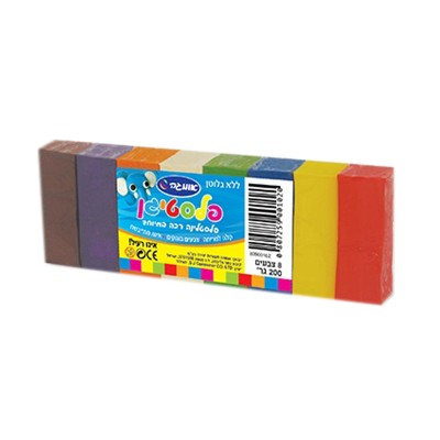 פלסטלינה לילדים - חבילה 8 צבעים 400 גרם