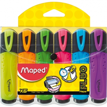 טוש (מרקר) הדגשה - 6  צבעים בחבילה MAPED